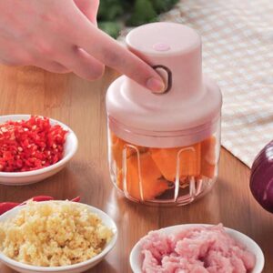 The Electric USB Garlic Crusher & Food Chopper is a wireless, rechargeable kitchen tool for quick chopping, mincing, and grinding of garlic, vegetables, and meat with ease.