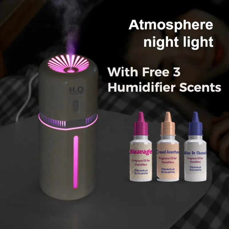 ultrasonic humidifier, wireless diffuser, aroma diffuser, rechargeable humidifier, desktop humidifier, color light diffuser, portable aroma humidifier