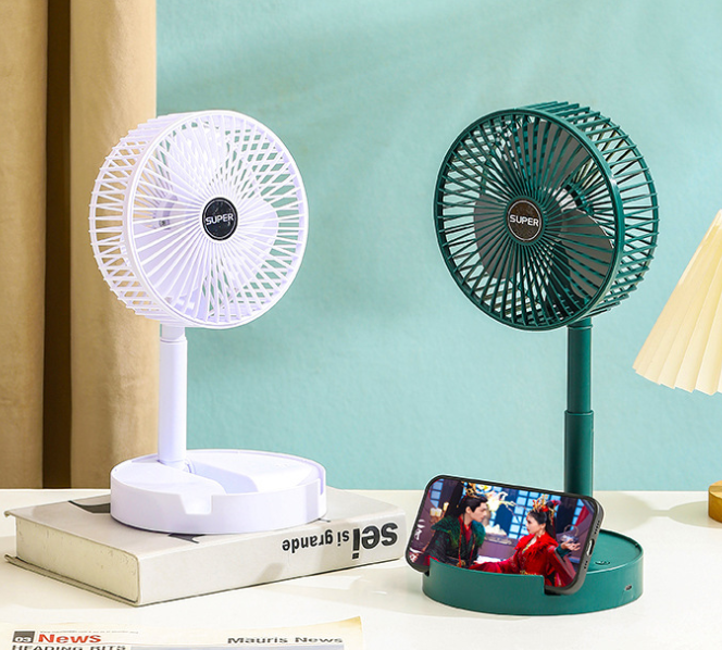 USB Rechargeable 3 Gears Wind Speed Adjustable Folding Portable Table Desk Fan