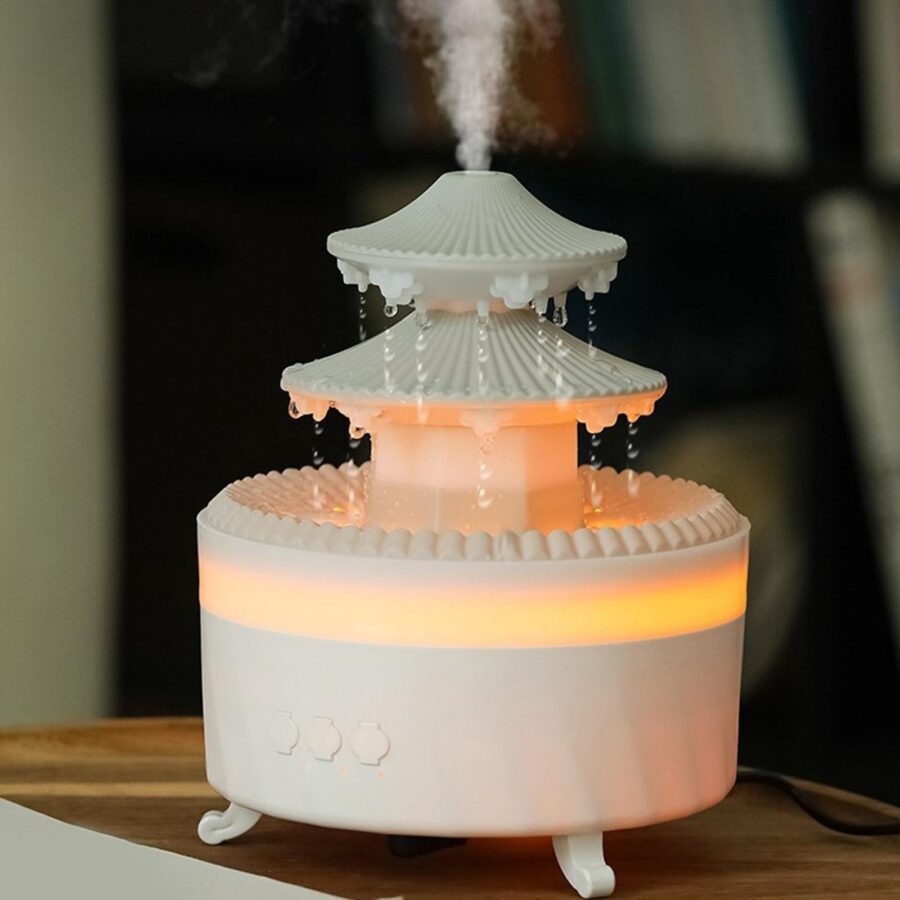 pagoda diffuser, essential oil diffuser, colorful light diffuser, 220V diffuser, aromatherapy diffuser, bedroom diffuser, office diffuser, humidifier, LED light diffuser, portable humidifier, EU plug diffuser, air purifier, relaxing diffuser, essential oils, home diffuser