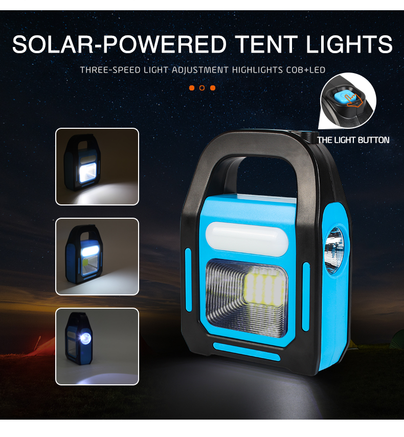 solar camping light, USB camping lantern, power bank light, COB LED lantern, tent light, portable camping lamp, outdoor work light, rechargeable camping light, hiking lantern, emergency flashlight, foldable lantern, solar USB lamp, camping gear, multifunction lantern, solar tent light