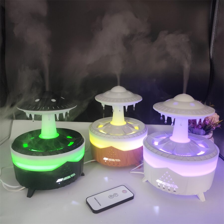 UFO diffuser, mushroom diffuser, aroma diffuser, essential oil diffuser, ultrasonic humidifier, remote control diffuser, night light diffuser, cool mist diffuser, LED aroma diffuser, home diffuser, office diffuser, air humidifier, rain drop diffuser, decorative diffuser, bedroom diffuser