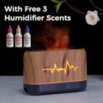 flame diffuser, wood grain humidifier, LED aroma diffuser, USB air purifier, essential oil diffuser, 200ml diffuser, ultrasonic humidifier