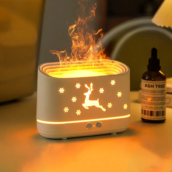 flame diffuser, deer aroma humidifier, ultrasonic humidifier, 3D deer diffuser, night light diffuser, air freshener, essential oil diffuser