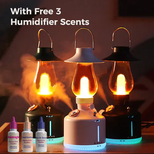 vintage humidifier, oil lamp diffuser, LED night light, cool mist humidifier, USB aroma diffuser, crystal humidifier, bedroom air purifier