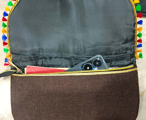 Hand-Embroidered Butterfly Shoulder Bag | Vibrant Floral Tassel Design - Image 2