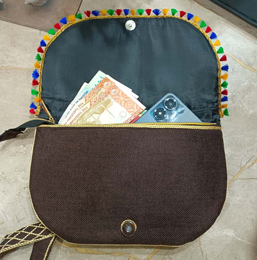 Hand-Embroidered Butterfly Shoulder Bag | Vibrant Floral Tassel Design - Image 3