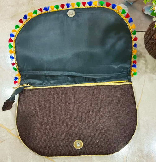 Hand-Embroidered Butterfly Shoulder Bag | Vibrant Floral Tassel Design - Image 4