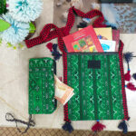 Green Woven Bag Set, Uzbek Wallet Crossbody Combo, Geometric Tribal Set, Handmade Kilim Accessories, Afghan Textile Package
