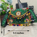 Green Shisha Bag, Emerald Embroidered Purse, Handmade Ethnic Shoulder Bag, Sindhi Mirror Work, Vibrant Statement Bag