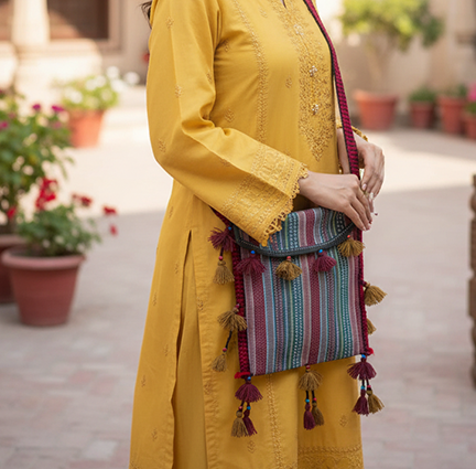 Afghan Uzbek Culture Embroidered Shoulder Purse